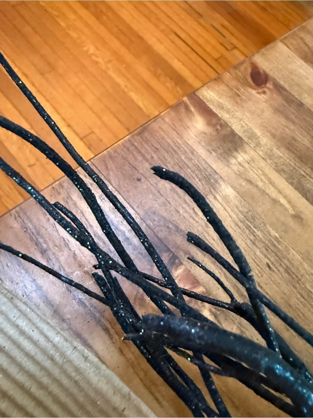 Halloween black sparkly Branch Stakes